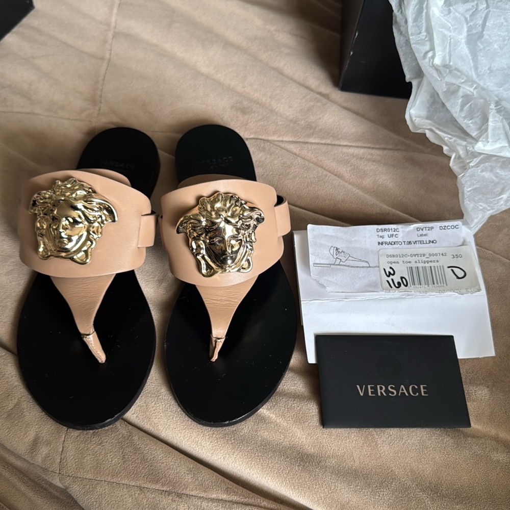 Versace tan gold Medusa sandals - Picture 4 of 15